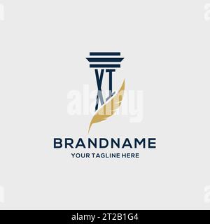 XI monogram initial logo with pillar and feather design, law firm logo inspiration Stock Vector