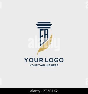 EB monogram initial logo with pillar and feather design, law firm logo inspiration Stock Vector