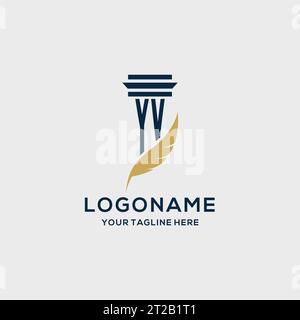 YV monogram initial logo with pillar and feather design, law firm logo inspiration Stock Vector