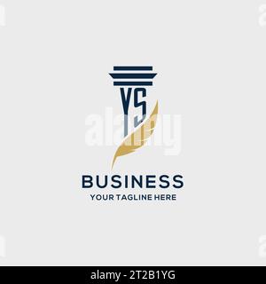 YS monogram initial logo with pillar and feather design, law firm logo inspiration Stock Vector