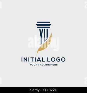 YU monogram initial logo with pillar and feather design, law firm logo inspiration Stock Vector