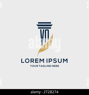VN monogram initial logo with pillar and feather design, law firm logo inspiration Stock Vector