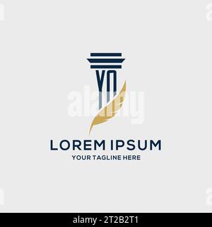YN monogram initial logo with pillar and feather design, law firm logo inspiration Stock Vector