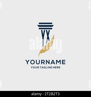 YX monogram initial logo with pillar and feather design, law firm logo inspiration Stock Vector