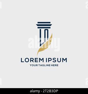 LN monogram initial logo with pillar and feather design, law firm logo inspiration Stock Vector