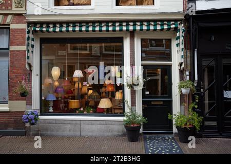 Photograph of a domestic lighting shop, Helmbrekesteeg, Haarlem, Netherlands. Stock Photo