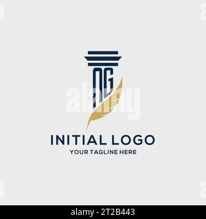NG monogram initial logo with pillar and feather design, law firm logo inspiration Stock Vector