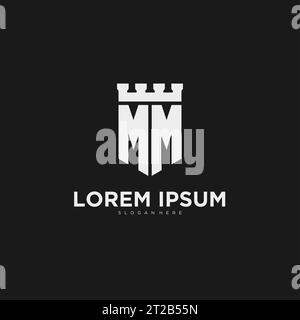MM logo monogram with fortress castle and shield style design ideas ...