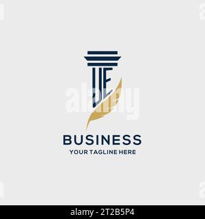 UE monogram initial logo with pillar and feather design, law firm logo inspiration Stock Vector