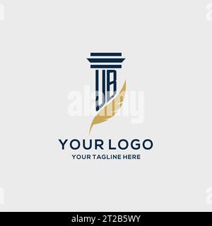 UB monogram initial logo with pillar and feather design, law firm logo inspiration Stock Vector