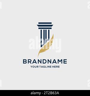 UW monogram initial logo with pillar and feather design, law firm logo inspiration Stock Vector