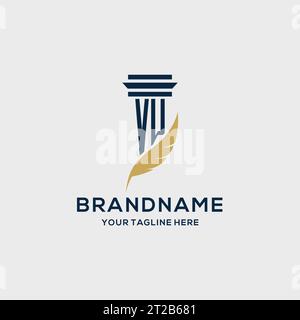 VW monogram initial logo with pillar and feather design, law firm logo inspiration Stock Vector