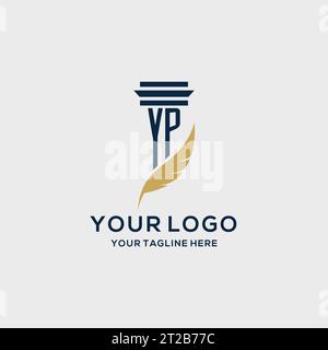 YP monogram initial logo with pillar and feather design, law firm logo inspiration Stock Vector