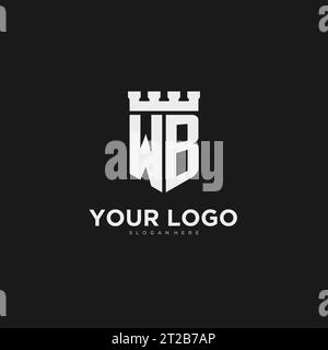 WB logo monogram with fortress castle and shield style design ideas ...