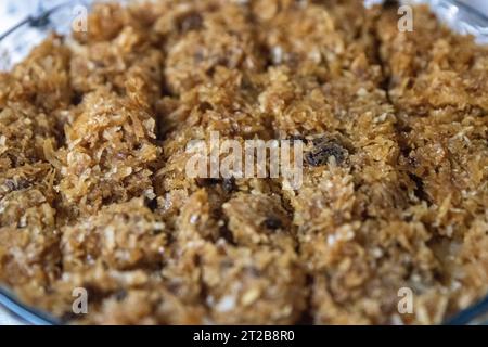 Coconut sugar cake sliced and rready to be served Stock Photo