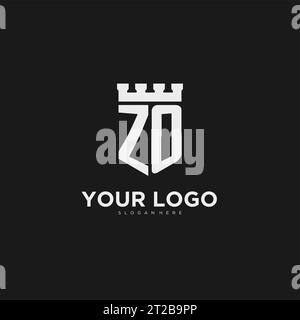 Initials ZO logo monogram with shield and fortress design vector graphic Stock Vector