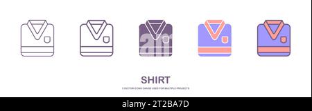 Folded Uniform or Shirt in Outline and Glyph Icon. set of shirt icon. formal wear icon vector illustration Stock Vector