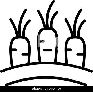 Carrots in ground line icon, farm garden concept. Carrot growing from ground sign on white background, vegetables garden icon in outline for mobile we Stock Vector