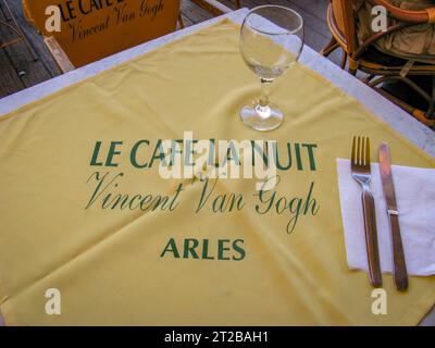 Le Cafe La Nuit is a famous cafe in Arles where Van Gogh often hung out during his time there. He also painted a painting of the cafe terrace at night Stock Photo