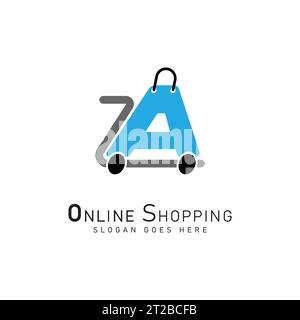 Shopping Cart Letter A Logo. Modern icon symbol template vector design. Alphabet A online store logo Stock Vector