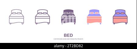 bed icon. sign design. set of bed icons Stock Vector