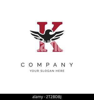 K Letter Logo, Eagle wings logo, Falcon Logo Template vector illustration design Icon Symbol. Alphabet K with Eagle symbol Stock Vector