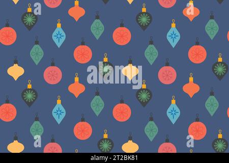 seamless pattern with colorful christmas balls; great for wrapping, textile, wallpaper, greeting card- vector illustration Stock Vector