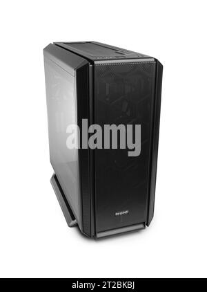 System unit case be quiet silent base 802 on white background. Stock Photo