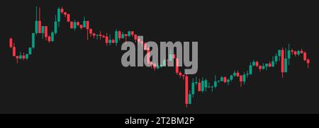 Candlestick graph for trading. Crypto price analysis. Vector illustration isolated on black background Stock Vector