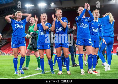 Liverpool FC v Everton FC - Barclays Women's Super League LIVERPOOL, ENGLAND - OCTOBER 15th 2023.  Post game images of players with fans. Stock Photo