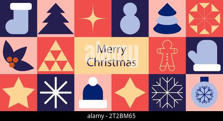 Christmas geometric seamless pattern illustration with winter holiday shapes. Vector background Stock Vector