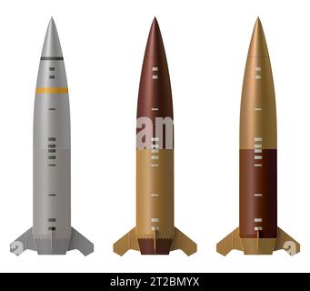 Missile, rocket, weapon, war vector illustration, set of simple ...