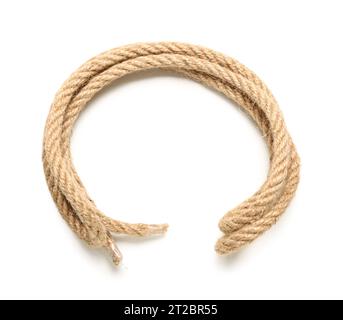 Long rope on white background Stock Photo