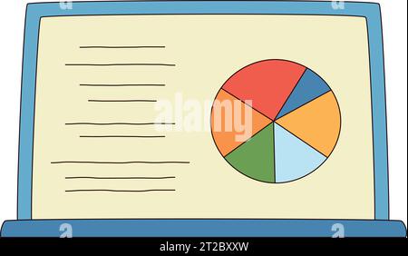Simple laptop with web page infographics and text Stock Vector