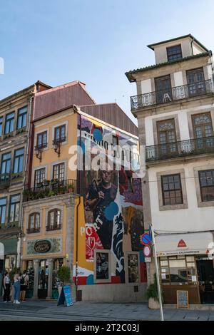 A mural on the side of a building in Porto, Portugal Stock Photo