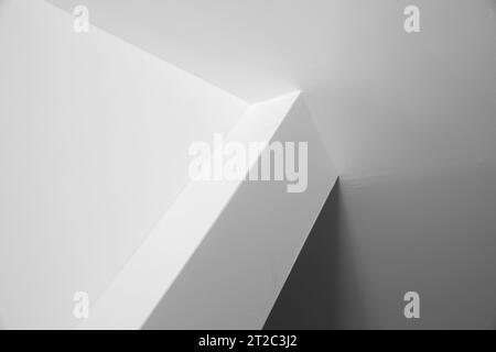 Abstract white architecture background, walls with corner and ceiling, black and white photo Stock Photo