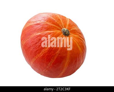 Fresh Orange Hokkaido Pumpkin isolated on white background with Clipping Path. Pumpkin isolated on white background, clipping path, full depth of fiel Stock Photo