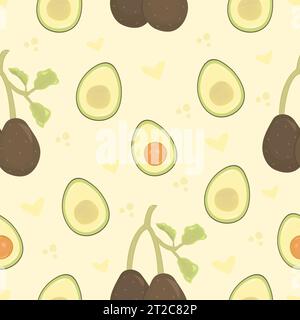 Color avocado seamless pattern, light vector background Stock Vector
