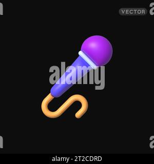 Microphone in 3d modern style on white background. Vector illustration Stock Vector