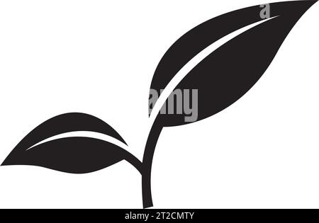 Black Abstract Simplistic Leaves Icon on a White Background Stock Vector