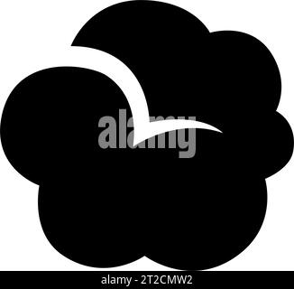 Black Abstract Simplistic Puffy Cloud Icon on a White Background Stock Vector
