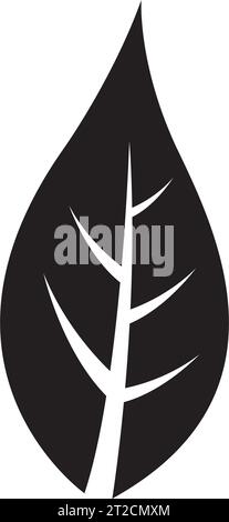 Black Abstract Simplistic Leaf Icon on a White Background Stock Vector