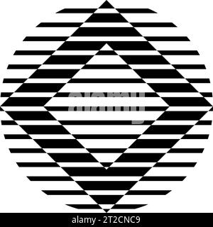 Black Abstract Striped Diamond Square Circle Shaped Icon on a White Background Stock Vector