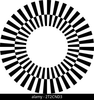 Black Abstract Striped Icon with Intertwined Circles on a White Background Stock Vector
