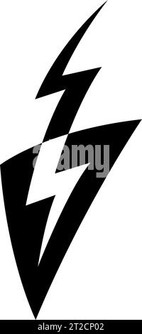 Black Abstract Thunder Icon with a Triangle on a White Background Stock Vector