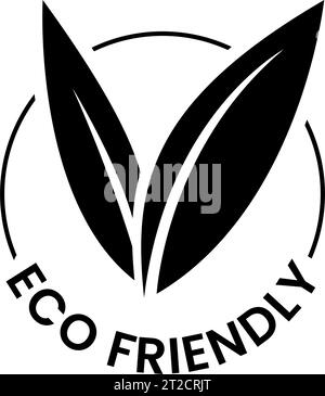 Black Eco Friendly Icon with V Shaped Leaves 5 on a White Background ...