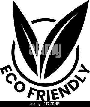 Black Eco Friendly Icon with V Shaped Leaves 6 on a White Background ...