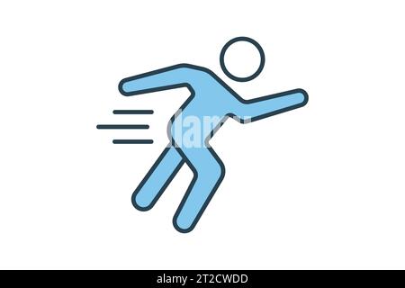 Running icon. People running. icon related to run, speed. suitable for web site, app, user interfaces, printable etc. Flat line icon style. Simple vec Stock Vector