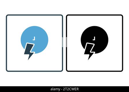 Fast icon. clock with lightning. icon related to speed. suitable for web site, app, user interfaces, printable etc. Solid icon style. Simple vector de Stock Vector