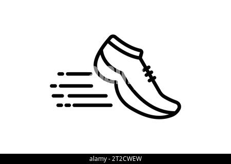 Speed icon. Running shoes. icon related to run, speed. suitable for web site, app, user interfaces, printable etc. Line icon style. Simple vector desi Stock Vector